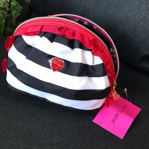 Betsey Johnson Cosmo Mini Ruffle cosmetic/ makeup bag BNWT